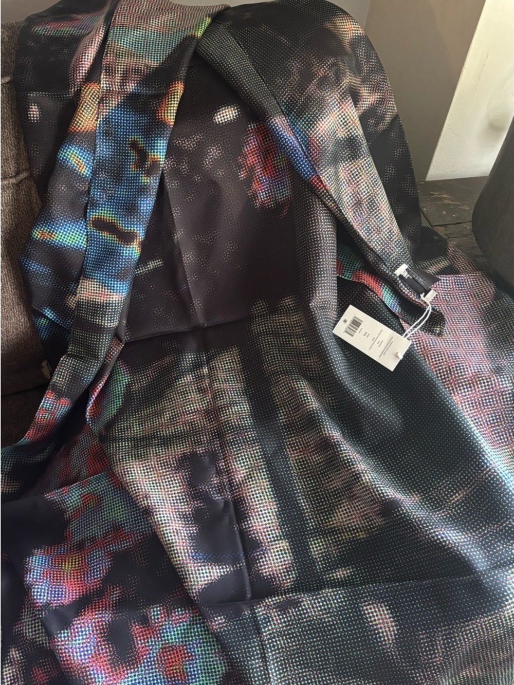 Authentic TORY BURCH SILK Black Multicolor Polka Dot GRAPHIC Oversized Scarf
